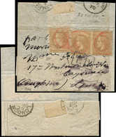 Let BALLONS MONTES - N°28B 3 Ex. Obl. Càd Rouge PARIS/SC 28/11/30 (erreur De Dateur) Sur LAC, Cachet P.D, Arr. LONDRES L - Guerre De 1870