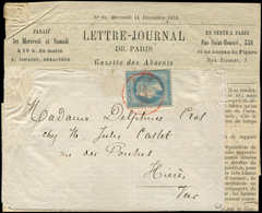 Let BALLONS MONTES - N°29B Obl. Càd Rouge PARIS/(SC) 14/12/70 S. Env. Avec Sa Lettre Et Une Gazette Des Absents N°16, R  - Guerra Del 1870