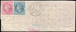 Let Boules De Moulins -  N°29B Et 32 Obl. GC 3879 S. LAC, Càd T17 St VALERY-EN-CAUX 1/1/70 (erreur Millésime), Au Verso  - Guerre De 1870