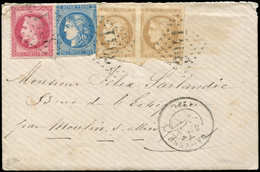 Let Boules De Moulins -  N°32, 43A Paire Défse Et 45A Défx, Obl. GC 3941 Sur Env. Avec Sa Lettre, Càd T17 THIVIERS 5/1/7 - Guerre De 1870