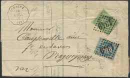 Let AFFRANCHISSEMENTS ET COMBINAISONS - N°20 Et 29A Obl. GC 1349 S. LAC 10/71, Conv. AUBAGNE M.NICE, R Et TB - 1849-1876: Période Classique