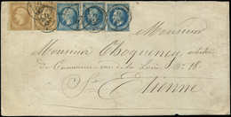 Let AFFRANCHISSEMENTS ET COMBINAISONS - N°21 PAIRE, 22 Et 29A (2) Obl. Càd T15 St CHAMOND 11/10/67 S. Bande De Papiers D - 1849-1876: Classic Period