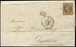 Let DESTINATIONS - N°30b Fond Ligné, Obl. Etoile 8 Sur LAC, Càd PARIS 3/3/71, Arr. GENEVE Le 6/3, TB - 1849-1876: Classic Period
