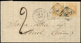 Let AFFRANCHISSEMENTS DE SEPTEMBRE 1871 - N°43B PAIRE Obl. GC 3982 S. LAC, Càd T17 TOULOUSE 3/9/(71) Et Taxe 2, R Et TB - 1849-1876: Periodo Classico