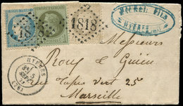 Let AFFRANCHISSEMENTS DE SEPTEMBRE 1871 - N°25, 27 Et 37 Obl. GC 1818 S. LAC, Càd T17 HYERES 5/9/71, TB - 1849-1876: Classic Period