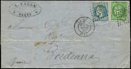 Let AFFRANCHISSEMENTS DE SEPTEMBRE 1871 - N°42B Et 29B Obl. GC 1769 S. LAC, Càd T17 LE HAVRE 7/9/71, TB - 1849-1876: Periodo Classico