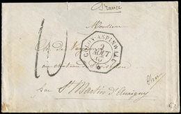 Let POSTE MARITIME - Env. Avec Son Texte De CALLAO 22/7/1867 Pour La France, D'un Militaire De La Corvette "La Belliqueu - Maritime Post
