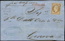 Let POSTE MARITIME - N°23 Obl. Griffe VIA DI MARE Sur Devant De Marseille Pour Gênes, 1864, TB - Maritime Post