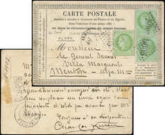 Let LETTRES ET OBLITERATIONS D'ALGERIE - N°53 PAIRE Et Unité, Obl. GC 5005 S. CP, Càd ALGER, Arr. MENTON Le 1(6)/1/76, T - 1849-1876: Classic Period