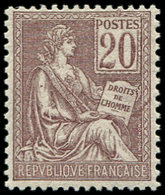 ** EMISSIONS DU XXème SIECLE - 113   Mouchon, 20c. Brun-lilas, Très Bien Centré, TB - Unused Stamps