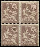 ** EMISSIONS DU XXème SIECLE - 126   Mouchon Retouché, 20c. Brun-lilas, BLOC De 4, La Paire Sup. *, TB - Unused Stamps