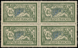 ** EMISSIONS DU XXème SIECLE - 143   Merson, 45c. Vert Et Bleu, BLOC De 4, Bon Centrage, TB - Unused Stamps