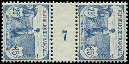 ** EMISSIONS DU XXème SIECLE - 151   1ère Série Orphelins, 25c. + 15c. Bleu, PAIRE Mill.7, Excellent Centrage, TTB - Unused Stamps