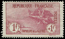 ** EMISSIONS DU XXème SIECLE - 154   1ère Série Orphelins,  1f. + 1f. Carmin, TB - Unused Stamps