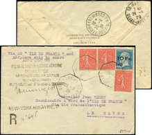 Let POSTE AERIENNE - 4   10Fr. Sur 1f.50 Bleu, Pasteur "ILE DE FRANCE" + N°199 PAIRE Et Unité, Obl. Càd Octog. NEW-YORK  - 1927-1959 Neufs