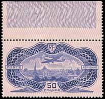 ** POSTE AERIENNE - 15  50f. Burelé, Bdf, TB - 1927-1959 Mint/hinged