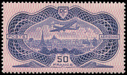 ** POSTE AERIENNE - 15b 50f. Burelage RENVERSE, Un Point Noir D'origine, TB - 1927-1959 Nuovi