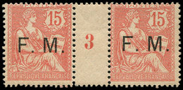 ** FRANCHISE MILITAIRE - 2    15c. Vermillon, PAIRE Mill.3, TB - Military Postage Stamps