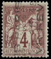 (*) PREOBLITERES - 2   Sage,  4c. Lilas-brun, Surch. Verticale 15 FEV, Petit Pli D'angle, Aspect TB. Br - 1893-1947