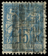 (*) PREOBLITERES - 17  Sage, 15c. Bleu, 15 SEPT 93, Traînées D'encre, TTB. C - 1893-1947