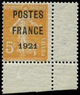 ** PREOBLITERES - 33   5c. Orange, POSTES FRANCE 1921, Cdf, TTB - 1893-1947