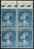 ** PREOBLITERES - 60  Semeuse Camée, 30c. Bleu, BLOC De 4 Bdf, TB. Br - 1893-1947