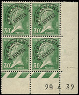 ** PREOBLITERES - 66  Pasteur, 30c. Vert, BLOC De 4 CD 29/4/32, TB - 1893-1947