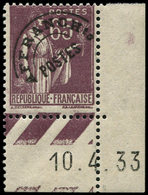 ** PREOBLITERES - 73  Paix, 65c. Violet-brun, CD 10/4/33, TB - 1893-1947