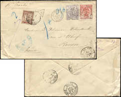 Let TAXE - 25   1f. Marron, Obl. LE HAVRE 26/6/92 Sur Env. Affie 3c. Et 7c. D'Haïti Obl. CAP-HAITIEN 2/6/92 (timbres Déf - 1859-1959 Storia Postale