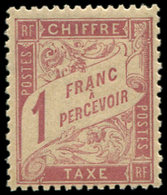 ** TAXE - 39   1f. Rose Sur Paille, TTB, Certif. Scheller - 1859-1959 Lettres & Documents
