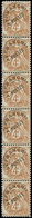 ** ROULETTES - 42  Blanc, 4c. Brun Préo, BANDE Verticale De 6, RR Et TB - Coil Stamps