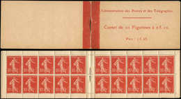 CARNETS (N°Cérès Jusqu'en1964) - 3    Semeuse Chiffres Maigres, 10c. Rouge, N°135B, T III, Fraîcheur Postale, TB - Autres & Non Classés