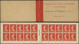 CARNETS (N°Cérès Jusqu'en1964) - 3    Semeuse Chiffres Maigres, 10c. Rouge, N°135B, T III, Couv. Postale Prix 2f.05, TB - Other & Unclassified