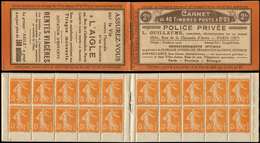 CARNETS (N°Cérès Jusqu'en1964) - 17   Semeuse Camée,  5c. Orange, N°158A, T IIA, S. 5, POLICE PRIVEE-L'AIGLE, C2 FOIE GR - Altri & Non Classificati