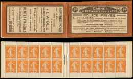 CARNETS (N°Cérès Jusqu'en1964) - 17   Semeuse Camée,  5c. Orange, N°158A, T IIA, S. 5, POLICE PRIVEE, TB - Autres & Non Classés