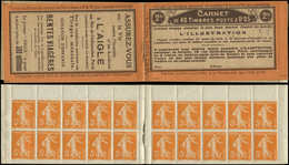 CARNETS (N°Cérès Jusqu'en1964) - 18   Semeuse Camée,  5c. Orange, N°158A, T IIA, S. 11, L'ILLUSTRATION/L'AIGLE, TB - Autres & Non Classés