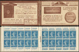 CARNETS (N°Cérès Jusqu'en1964) - 56   Semeuse Camée, 30c. Bleu, N°192A, T IIB, S. 100 A, L'ALBUM De La GUERRE/BLANCHON, - Autres & Non Classés
