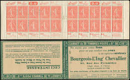 CARNETS (N°Cérès Jusqu'en1964) - 94   Semeuse Lignée, 50c. Rouge, N°199B, T IIB, S. 193-RP, BOURGEOIS-L'INGr CHEVALLIER, - Altri & Non Classificati