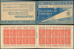 CARNETS (N°Cérès Jusqu'en1964) - 96   Semeuse Lignée, 50c. Rouge, N°199B, T IIB, S. 180, PORCELAINE De LIMOGES, Un Ex. G - Other & Unclassified