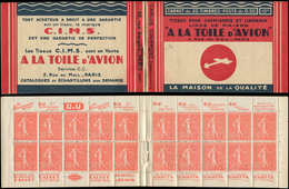 CARNETS (N°Cérès Jusqu'en1964) - 96   Semeuse Lignée, 50c. Rouge, N°199B, T IIB, TOILE D'AVION, Superbe - Altri & Non Classificati