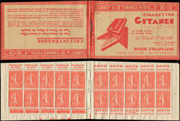 CARNETS (N°Cérès Jusqu'en1964) - 98   Semeuse Lignée, 50c. Rouge, N°199B, T IIB, S. 172-SP, GITANES, Bas De Feuille N° B - Sonstige & Ohne Zuordnung