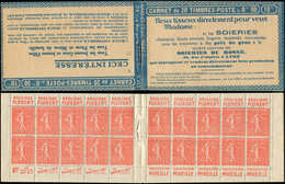 CARNETS (N°Cérès Jusqu'en1964) - 99   Semeuse Lignée, 50c. Rouge, N°199B, T IIB, S. 155-N, SOIERIES DU ROSNE, Fraîcheur - Altri & Non Classificati