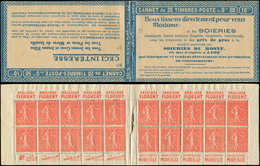 CARNETS (N°Cérès Jusqu'en1964) - 99   Semeuse Lignée, 50c. Rouge, N°199B, T IIB, S. 156-RP, SOIERIES, Haut De Feuille, S - Other & Unclassified