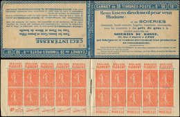 CARNETS (N°Cérès Jusqu'en1964) - 99   Semeuse Lignée, 50c. Rouge, N°199B, T IIB, S. 156-O-B, SOIERIES, Haut De Feuille, - Autres & Non Classés