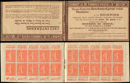 CARNETS (N°Cérès Jusqu'en1964) - 99   Semeuse Lignée, 50c. Rouge, N°199B, T IIB, S. 157-O, SOIERIES, Bas De Feuille, Pli - Sonstige & Ohne Zuordnung