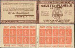 CARNETS (N°Cérès Jusqu'en1964) - 99   Semeuse Lignée, 50c. Rouge, N°199B, T IIB, S. 157, GILETS De FLANELLE, Haut De Feu - Sonstige & Ohne Zuordnung