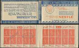 CARNETS (N°Cérès Jusqu'en1964) - 127  Semeuse Lignée, 50c. Rouge, N°199D, T IV, S. 195, NESTLE, TB - Other & Unclassified