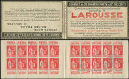 CARNETS (N°Cérès Jusqu'en1964) - 179  Paix, 50c. Rouge, N°283, T I, S. 276, LAROUSSE, Timbres Collés, B/TB - Altri & Non Classificati