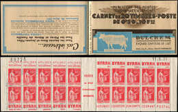 CARNETS (N°Cérès Jusqu'en1964) - 215  Paix, 50c. Rouge, N°283C, T III, S. 5-7-A, DULCREM, N°89726, Daté 11/5/37, TB - Other & Unclassified