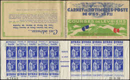 CARNETS (N°Cérès Jusqu'en1964) - 233  Paix, 65c. Bleu, N°365A, T II, S. 46, COURSES De LEVRIERS, N°67586, Daté 22/9/38, - Other & Unclassified